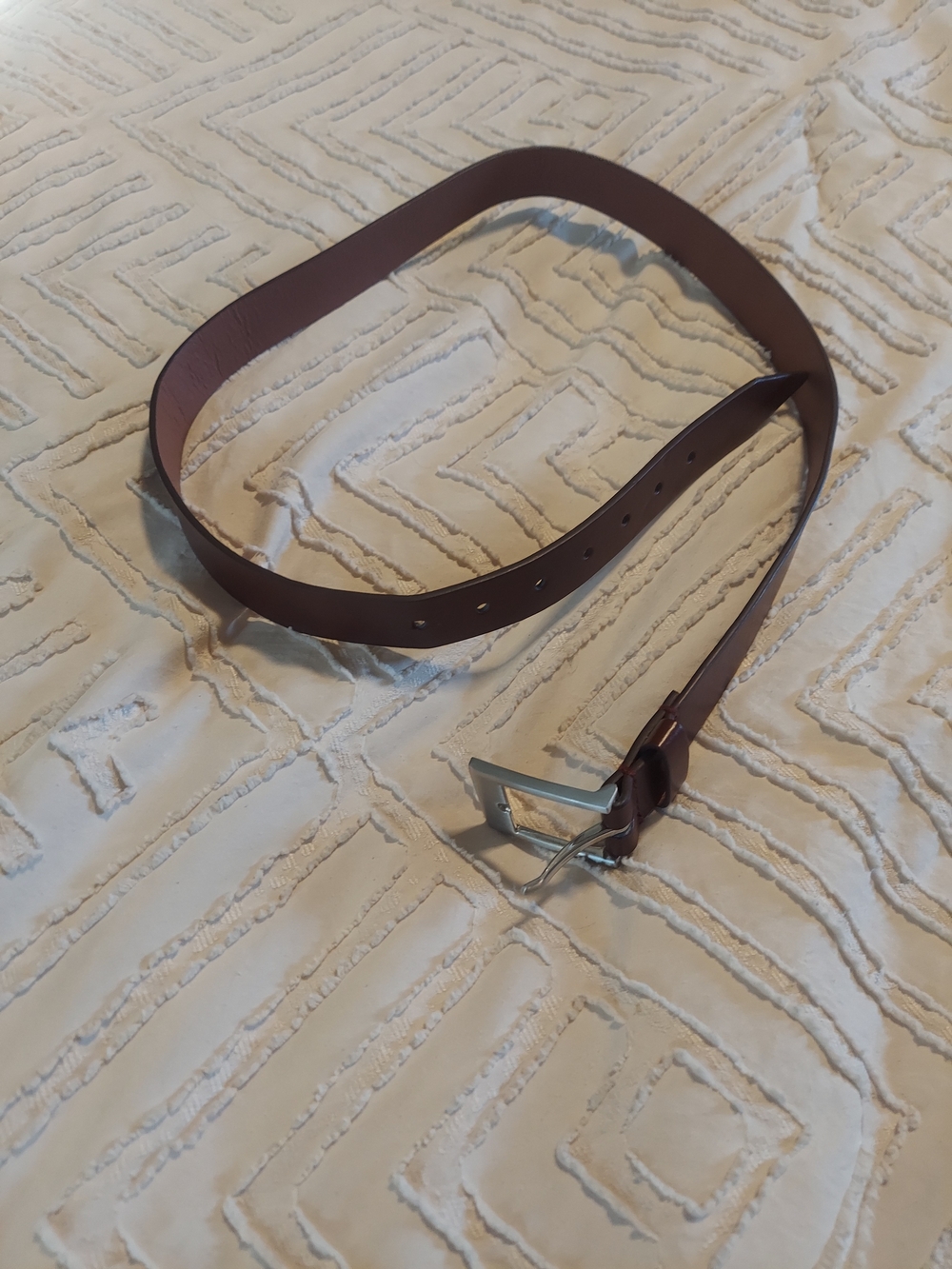 Minimalist Deep Cognac / Chestnut Leather Everyday Belt Silver Hardware